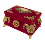 A 19th century French gilt metal mounted casket, retailed by Alphonse Giroux, Paris, with a later