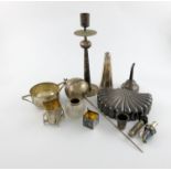 A mixed lot, comprising silver items: an 18th century wine funnel, apparently unmarked, a Scottish