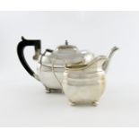 A late Victorian silver teapot, by S Blanckensee & Sons Ltd, Chester 1894, oblong bellied form,