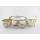 A mixed lot of silver items, various dates and makers, comprising: a tazza, by Barker Brothers