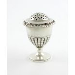 A George III silver caster, maker's mark worn, possibly by Paul Storr, London 1812, vase form,