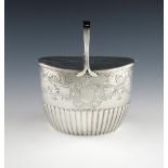 A George III silver double tea caddy, by John Schofield London 1797, oval form, part-fluted