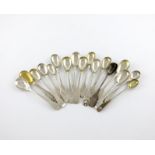 A quantity of assorted silver condiment spoons, various makers and dates, including Scottish,