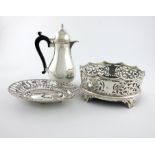 A mixed lot of silver items, various dates and makers, comprising: a hot water pot, of baluster