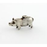 A Victorian novelty silver retractable pig pencil, marked with a Victorian lozenge registration