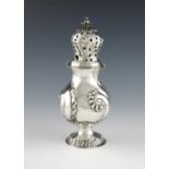 An 18th century Danish silver sugar caster, Assay master C. Fabricius, Copenhagen 1755, baluster