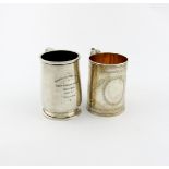 A presentation silver mug, by Collingwood and Co, London 1931, tapering circular form, scroll