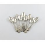 A set of nine Victorian silver King's pattern teaspoons, by the Emanuel Brothers, London 1858, the