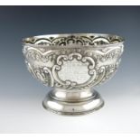 An Edwardian presentation Regimental silver punch bowl, by Nathan and Hayes, Chester 1907,