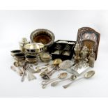 A mixed lot, comprising silver items: a cased pair of toast racks, Sheffield 1934, a two-handled