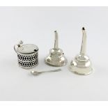 A mixed lot, comprising silver items: a George III wine funnel, makers mark partially worn, London