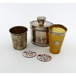 A mixed lot, comprising: a 19th century French silver beaker, maker's mark of PF in a lozenge,