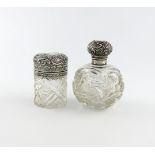 A late Victorian silver-mounted cut-glass scent bottle, by William Devenport, Birmingham 1899,