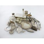 A mixed lot of silver items, various dates and makers, comprising: a pair of baskets of lozenge