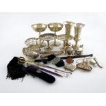 A mixed lot of silver items, various dates and makers, comprising: a pair of Scottish champagne