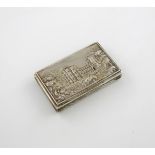 A Victorian silver 'castle-top' snuff box, Kenilworth Castle, by Nathaniel Mills, Birmingham 1837,