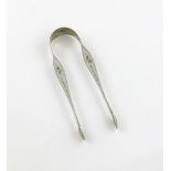 A pair of late 18th century / early 19th century American silver sugar tongs, maker's mark of S.B,