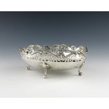 An Edwardian silver dish, by Bordman, Glossop and Co, Birmingham 1903, oval form, pierced scroll