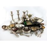 λ A mixed lot of silver and electroplated items, various dates and makers, comprising silver