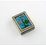 An Edwardian silver and enamel vesta case, by Bell and Willmott, London 1902, rectangular form,