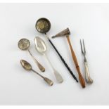 λ A mixed lot of silver flatware, various dates and makers comprising: a Fiddle pattern