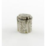 An 18th century Dutch silver box, maker's mark of R.S, also marked with a later tax mark, shaped