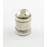 A George III silver nutmeg grater, by Joseph Taylor, Birmingham 1796, cylindrical form, pull-off