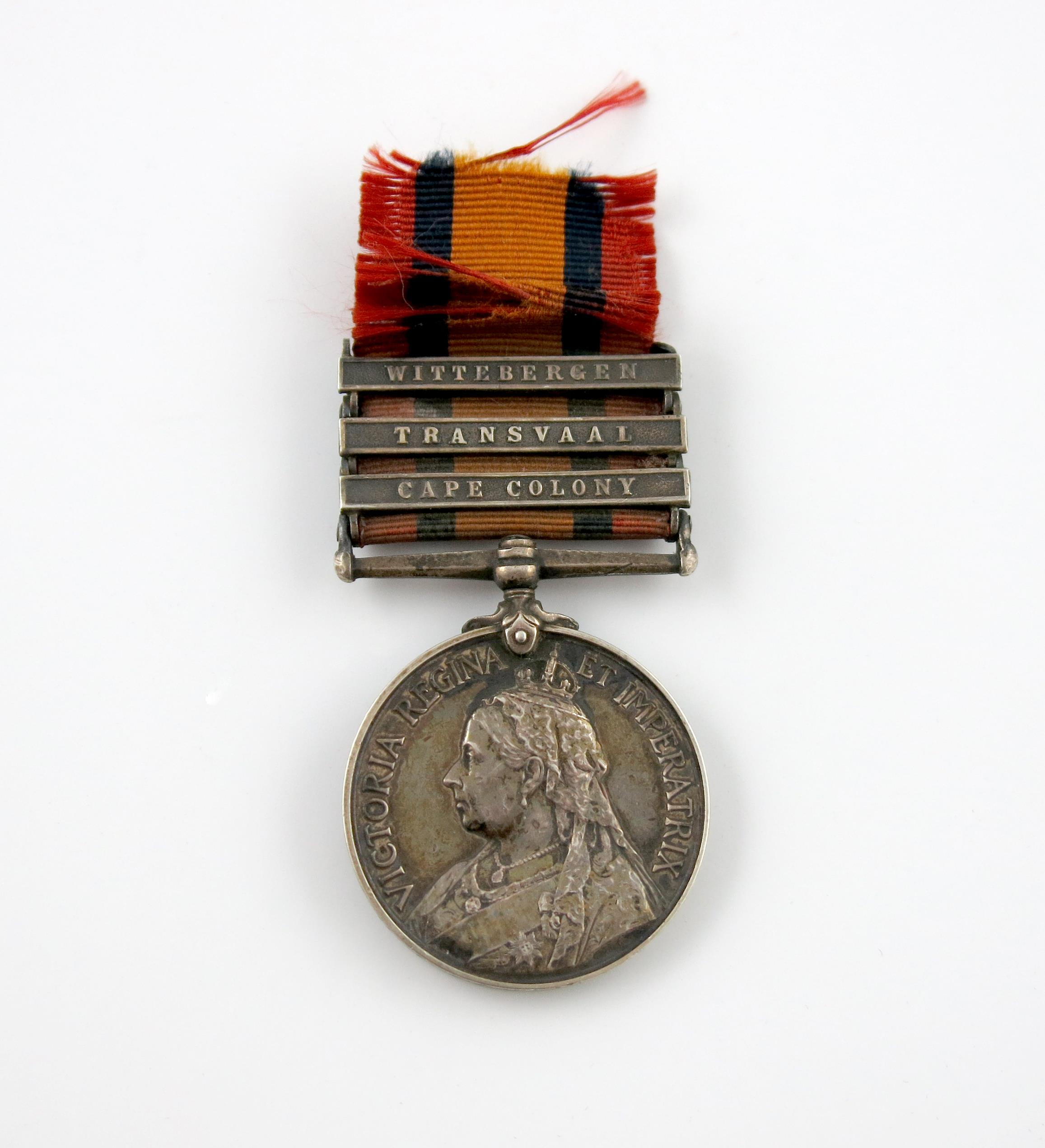 Boer War, Queen's South Africa medal, 1899-1902, 3 clasps, CC, Traans, Witt, eng. slanting caps (
