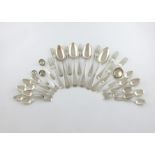 A collection of silver Old English pattern flatware, various dates and makers, comprising: eight
