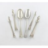 A mixed lot of silver flatware, comprising: a George III Scottish Hanoverian pattern tablespoon,