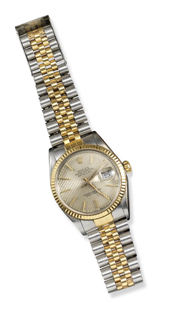 A gentleman's oyster perpetual Datejust gold and steel wristwatch by Rolex, automatic winding. The