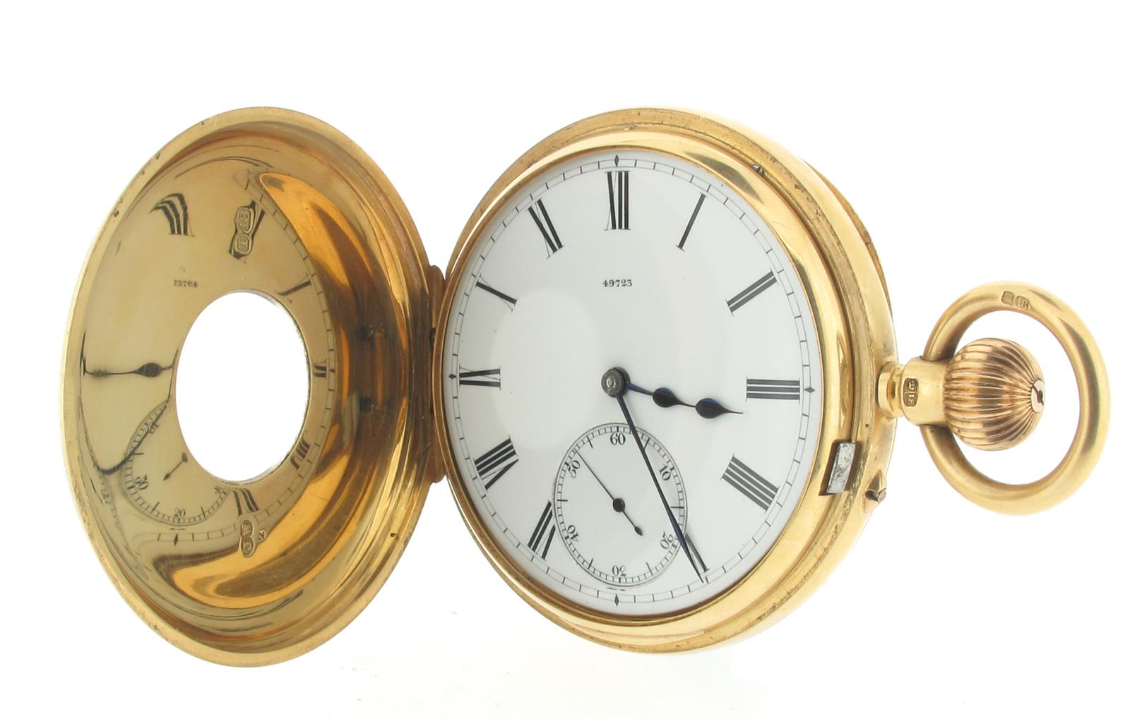 An 18ct gold half hunter pocket watch, the 3/4 plate movement inscribed 'Jones & Sons. Liverpool