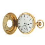 An 18ct gold half hunter pocket watch, the 3/4 plate movement inscribed 'Jones & Sons. Liverpool