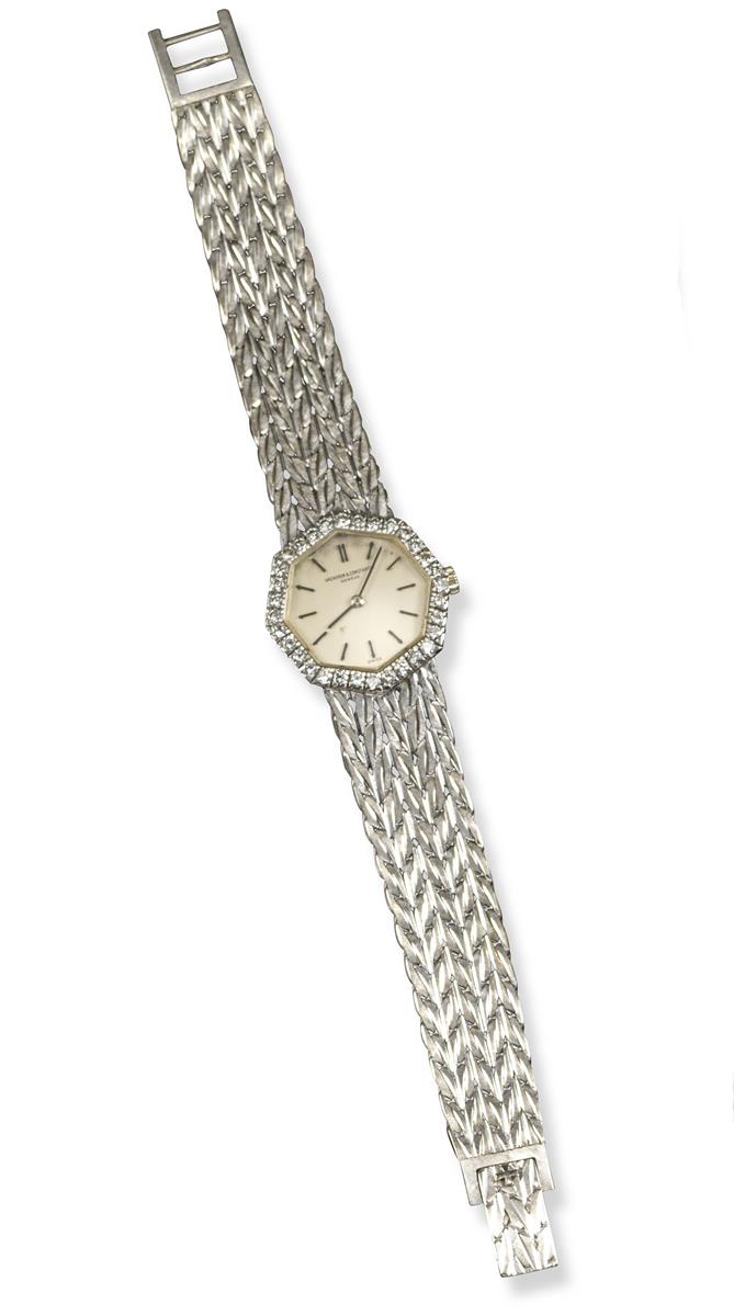 A lady's diamond-set gold wristwatch by Vacheron Constantin, the cream dial with baton numerals, the