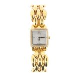 A lady's Omega Sapphette 18ct gold wristwatch, 1.8cm wide, numbered 55153280. The signed square