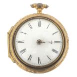 An 18th century repoussé pair cased pocket watch by Benj Maud, London, the gilt metal outer case