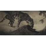 Warwick Reynolds (1880-1926) Tiger with peacock Signed Etching 24 x 45cm; 9½ x 17¾in (plate