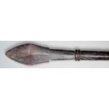 A Tonga club Melanesia wood, with a leaf shape blade and twin collar bands, with a faceted shaft,