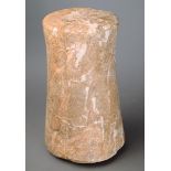 A Bactrian marble column idol 2nd - 3rd century BC with a central grooved band, 29cm high.