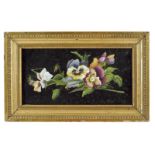 A late 19th century Italian Vatican workshop micromosaic plaque, depicting pansies within a giltwood