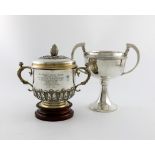 An Edwardian silver yachting trophy cup, by R and W Sorey, London 1902, circular form, acanthus leaf