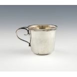 An 18th century French silver mug, maker's mark of P.A over F, Paris 1789, tapering circular form,