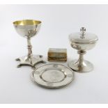 A Victorian silver chalice, by The Barnards, London 1857, plain circular bowl, knopped hexagonal