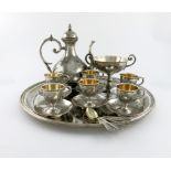 λ A Russian silver coffee set, marked with an unidentified Russian mark, possibly an import mark