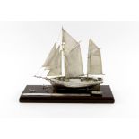 A modern silver model of a silver ketch, by Ammonite Limited, Birmingham 1980, modelled as a ketch