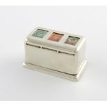 An Edwardian silver triple coil stamp dispenser, by William Hornby, London 1902, also with an