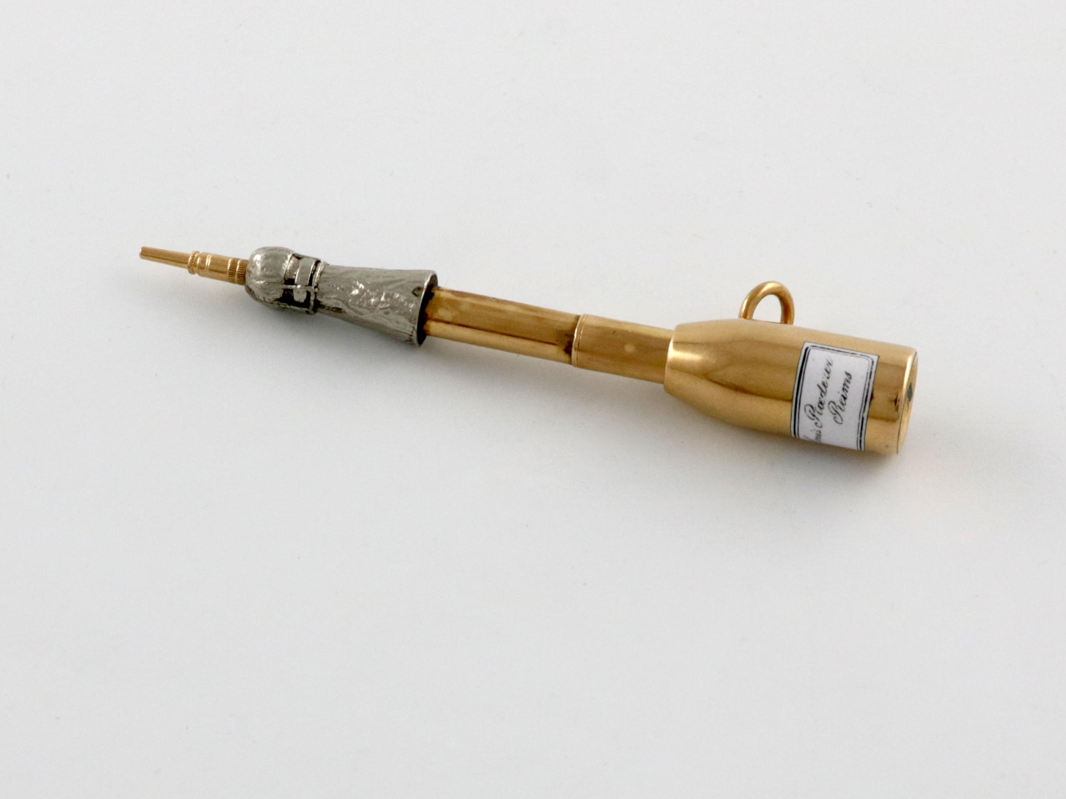 A Victorian 18 carat gold and silver propelling pencil, by Mordan and Co., retailed by J & G