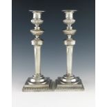 A pair of 19th century Continental silver candlesticks, marks partially worn, probably German,