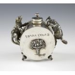 A continental metalware inkwell, bearing pseudo early 19th century Russian hallmarks, cylindrical