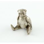 An Edwardian novelty silver teddy bear pepper pot, by H. V. Plithy and Co, Birmingham 1909, with a